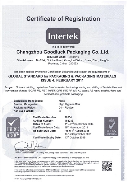 Intertek Certificate of Registration